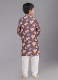Gratifying Purple Polyester Digital Print Kurta Pyjama for Ceremonial - 3