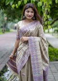 Gratifying Purple Tussar Silk Woven Silk Saree - 1