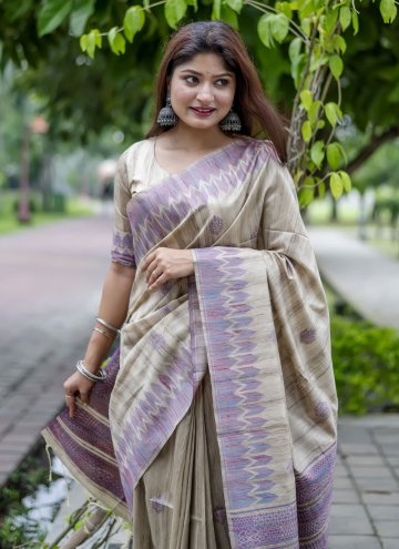 Gratifying Purple Tussar Silk Woven Silk Saree
