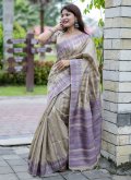 Gratifying Purple Tussar Silk Woven Silk Saree - 3