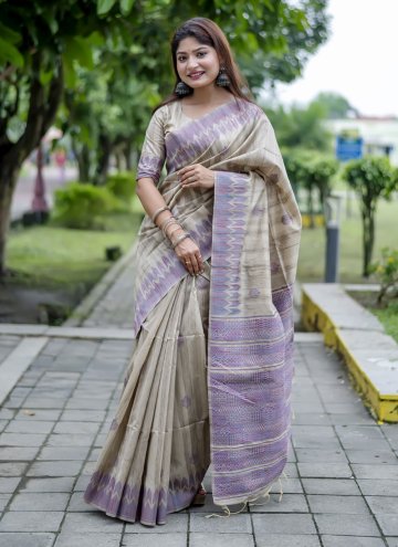 Gratifying Purple Tussar Silk Woven Silk Saree