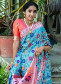 Gratifying Rama Kanjivaram Silk Meenakari Silk Saree - 1