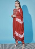 Gratifying Red Chinon Embroidered Salwar Suit for Festival - 2