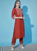 Gratifying Red Chinon Embroidered Salwar Suit for Festival - 3