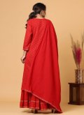 Gratifying Red Cotton  Mirror Work Salwar Suit - 2