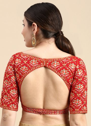 Gratifying Red Georgette Embroidered