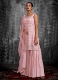 Gratifying Rose Pink Georgette Mirror Work Salwar Suit - 2