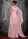 Gratifying Rose Pink Georgette Mirror Work Salwar Suit - 3