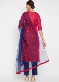 Gratifying Strips Print Silk Pink Salwar Suit - 1