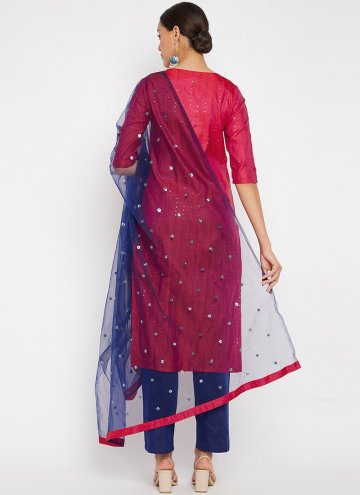 Gratifying Strips Print Silk Pink Salwar Suit
