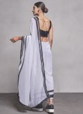 Gratifying White Georgette Lace Trendy Saree - 1