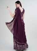 Gratifying Wine Georgette Embroidered Contemporary Saree - 1