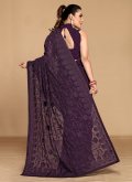 Gratifying Wine Georgette Embroidered Contemporary Saree - 2