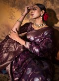 Gratifying Woven Cotton  Purple Designer Saree - 1