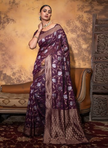 Gratifying Woven Cotton  Purple Designer Saree