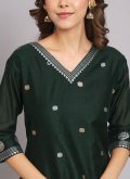 Gratifying Woven Cotton Silk Green Salwar Suit - 3
