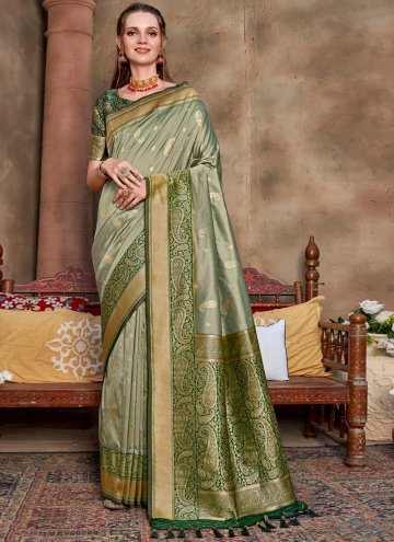 Gratifying Woven Silk Green Designer Saree