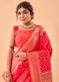 Gratifying Woven Silk Red Trendy Saree - 1