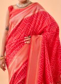 Gratifying Woven Silk Red Trendy Saree - 2