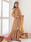 Gratifying Yellow Muslin Floral Print Salwar Suit for Ceremonial - 2