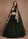 Green A Line Lehenga Choli in Georgette with Embroidered - 4