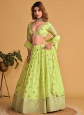 Green A Line Lehenga Choli in Georgette with Embroidered - 3