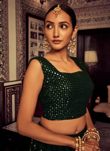 Green A Line Lehenga Choli in Georgette with Sequins Work