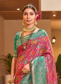 Green and Magenta Patola Silk Woven Designer Traditional Saree - 2