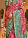 Green and Magenta Patola Silk Woven Designer Traditional Saree - 3