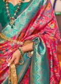 Green and Magenta Patola Silk Woven Designer Traditional Saree - 5