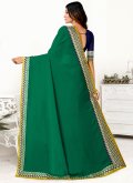 Green and Navy Blue color Embroidered Georgette Classic Designer Saree - 2