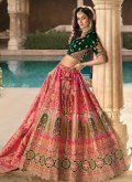Green and Pink A Line Lehenga Choli in Banarasi with Embroidered - 2