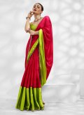 Green and Pink color Silk Trendy Saree with Lace - 3