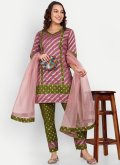 Green and Pink Jacquard Designer Straight Salwar Kameez - 2