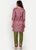 Green and Pink Jacquard Designer Straight Salwar Kameez - 3