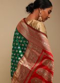 Green and Red color Woven Art Banarasi Silk Designer Saree - 1