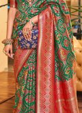 Green and Red Designer Traditional Saree in Patola Silk with Woven - 3
