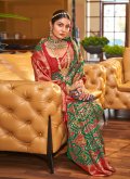 Green and Red Designer Traditional Saree in Patola Silk with Woven - 4