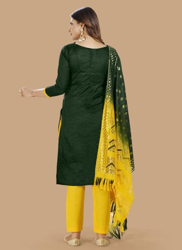 Green and Yellow Banarasi Booti Work Salwar Suit for Casual