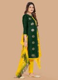 Green and Yellow Banarasi Booti Work Salwar Suit for Casual - 2