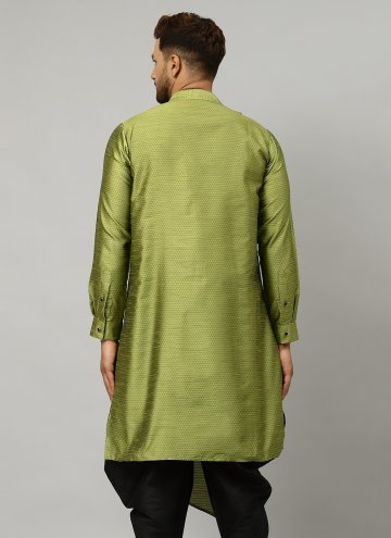 Green Art Dupion Silk Embroidered Angarkha for Ceremonial
