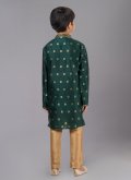 Green Art Dupion Silk Fancy work Kurta Pyjama for Ceremonial - 3