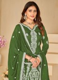 Green Art Silk Embroidered Designer Salwar Kameez for Ceremonial - 1