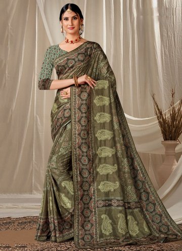 Green Art Silk Embroidered Trendy Saree for Ceremonial
