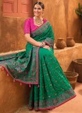 Green Banarasi Diamond Work Classic Designer Saree for Party - 2