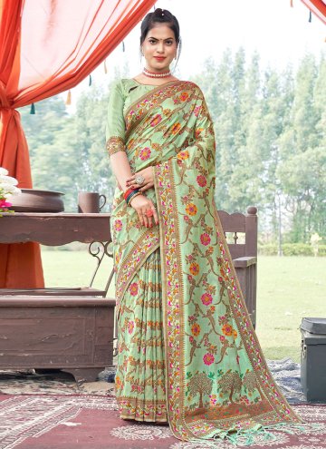Green Banarasi Embroidered Designer Traditional Sa
