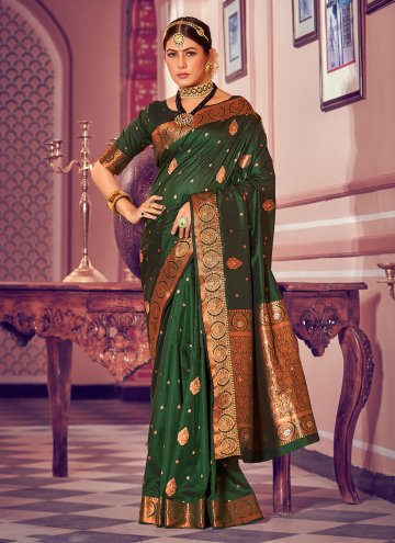Green Banarasi Woven Classic Designer Saree