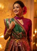 Green Banarasi Woven Contemporary Saree for Engagement - 1