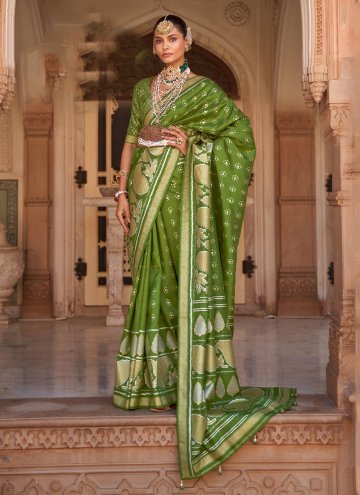Green Banarasi Woven Contemporary Saree for Festiv