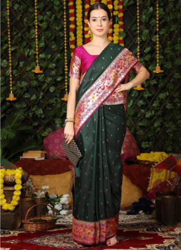 Green Banarasi Woven Designer Saree